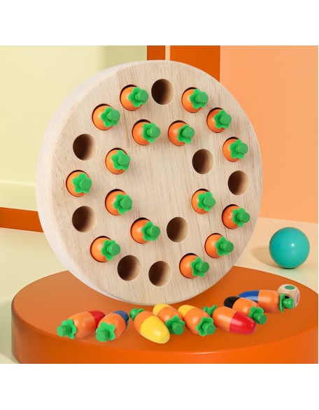 Pull carrot mushroom color memory chess game fun interactive play against children's enlightenment early education puzzle wooden toys